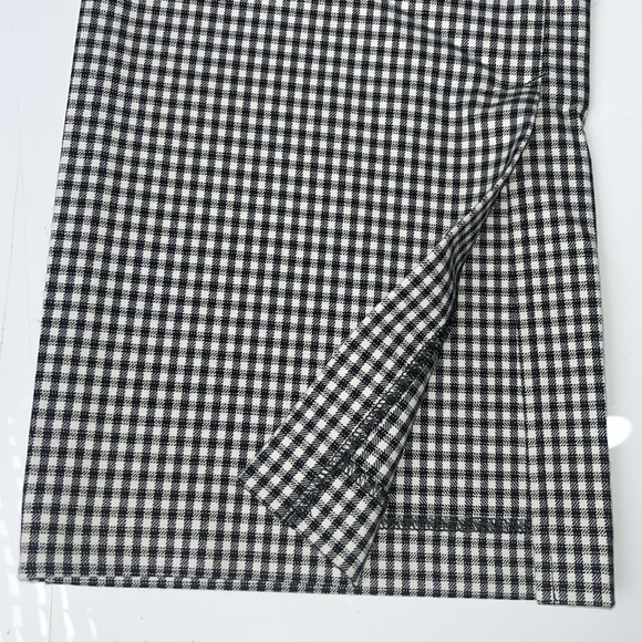 Nicole Miller Plaid Houndstooth Straight Leg Ankle Slit High-Rise Dress Pants 14 - Picture 5 of 10